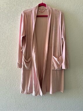 JUICY‎ COUTURE Ultra Plush Pink Rhinestone Velour Pockets Lounge Robe Womens S/M
